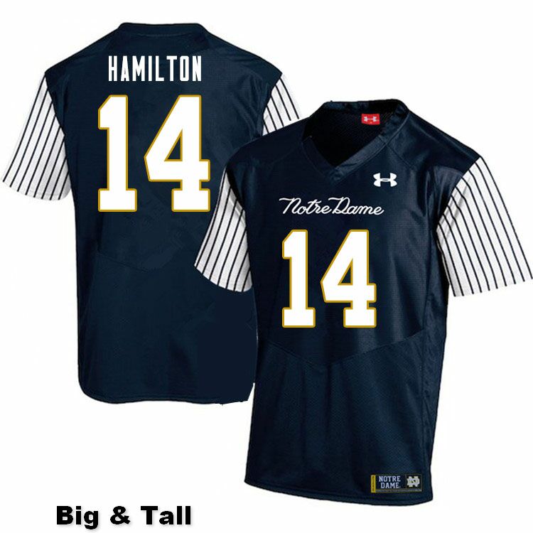 Men's NCAA Notre Dame Fighting Irish #14 Kyle Hamilton Stitched College Under Armour Authentic Navy Big & Tall Alternate Football Jersey VE10B85ID